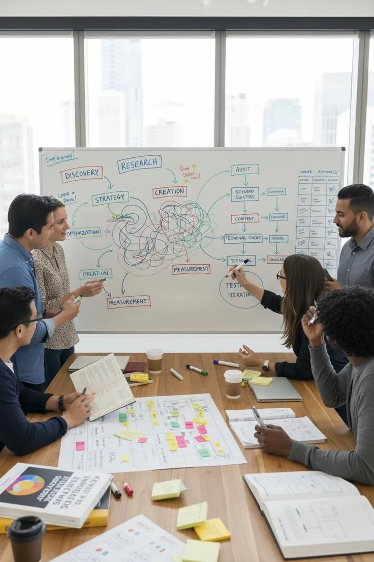 Open-plan office with collaborative workstations